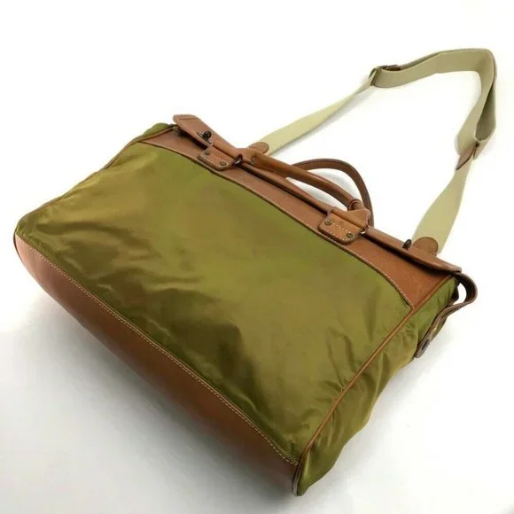 AUTH FELISI Crossbody Shoulder Bag 2 way bag khaki/Brown Nylon / Leather 20207